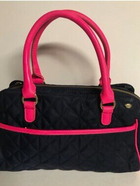 JUICY COUTURE NAVY/HOT PINK QUILLED NYLON HANDBAG